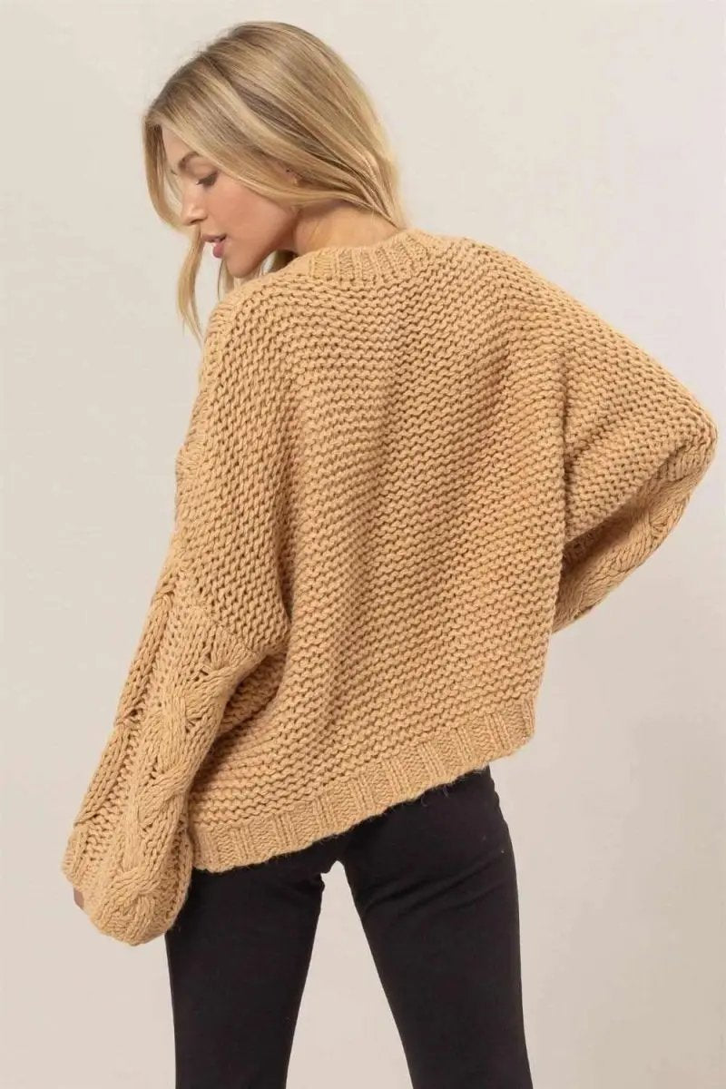 HYFVE Cable Knit V-Neck Sweater - Love Salve